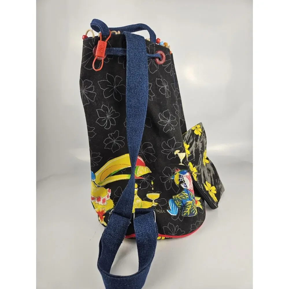 CARIBBEANO SOUL Parrot Party Canvas Beach Shoulder Tote Bag‎ + Coin Purse Unworn
